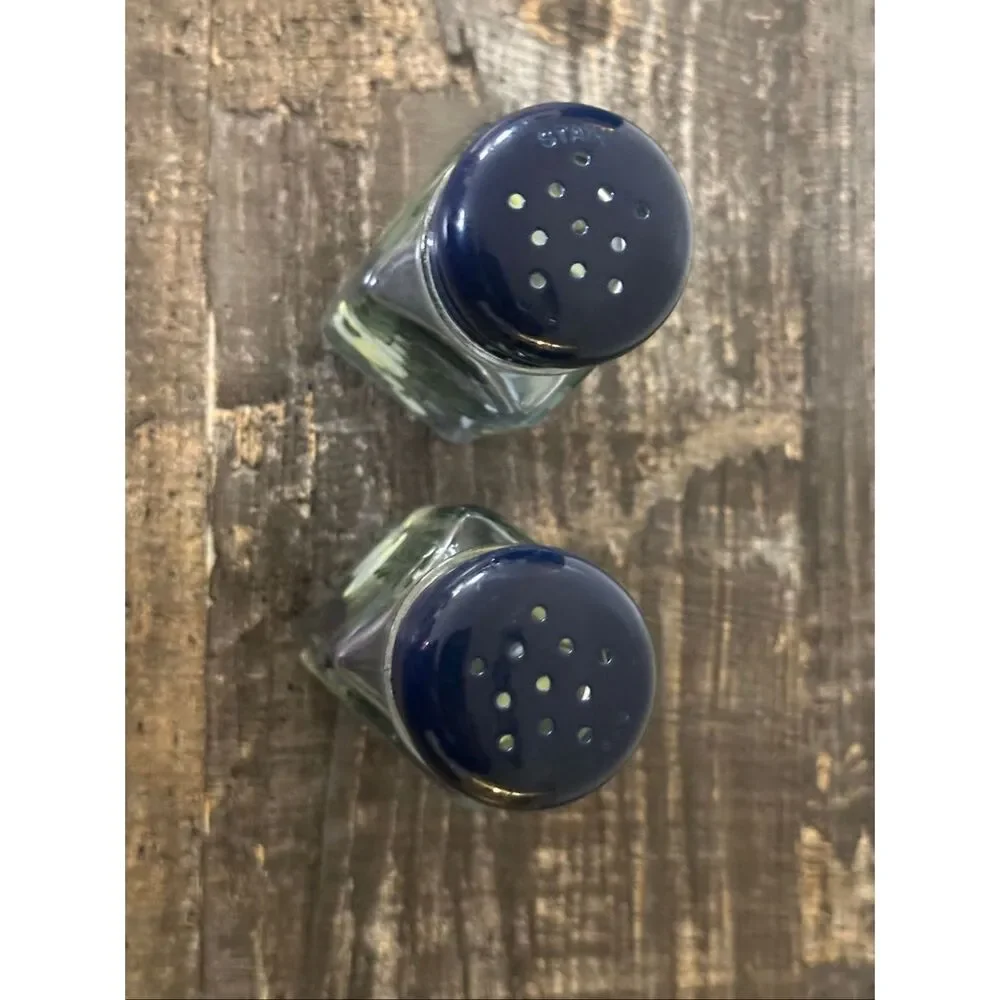 Pair Of Hand Painted Floral Glass Salt & Pepper Shakers